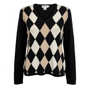 Sport Haley Womens Silk Cashmere Argyle Sweater Size Small Preppy Golf Old Money